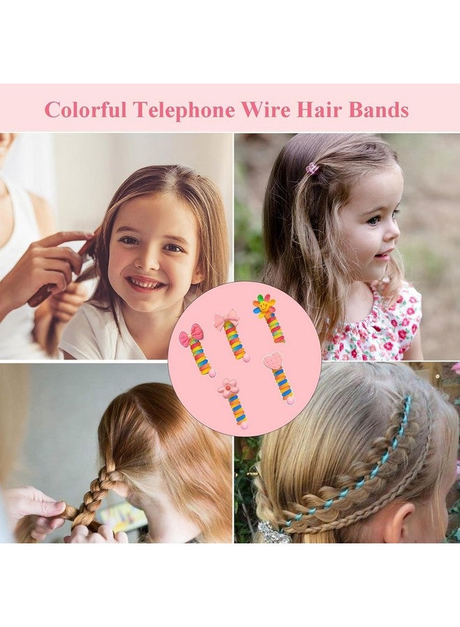 COYRASTH 4 Pcs Colorful Wire Hair Bands for Kids | Spiral Hair Ties Cute Cartoon Ponytail Maker Elastic Braids | Phone Cord Spiral Hair Ties | Hair Accesories for Women Girl - Image 4