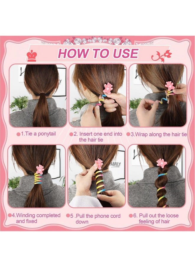 COYRASTH 4 Pcs Colorful Wire Hair Bands for Kids | Spiral Hair Ties Cute Cartoon Ponytail Maker Elastic Braids | Phone Cord Spiral Hair Ties | Hair Accesories for Women Girl - Image 3