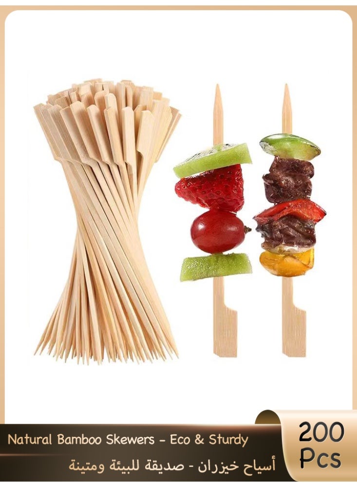 200-Piece Natural Bamboo Skewers - 12cm Multi-Purpose Food Sticks for BBQ, Dessert & Cake & Fruit & Appetizers - Image 1