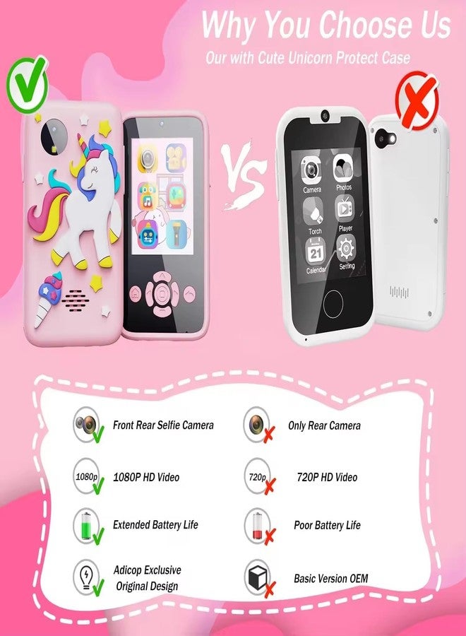 MOKRUSH Kids Unicorn Smartphone Toy, 2.4" Screen, 8MP Camera, MP3 Player, Built-in Games (Purple) - Image 3