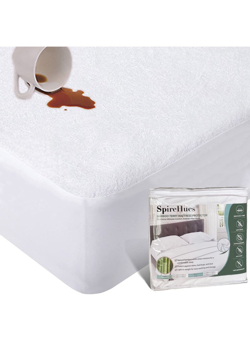 SpireHues - SpireHues Waterproof Bamboo Terry Mattress Protector - Image 1