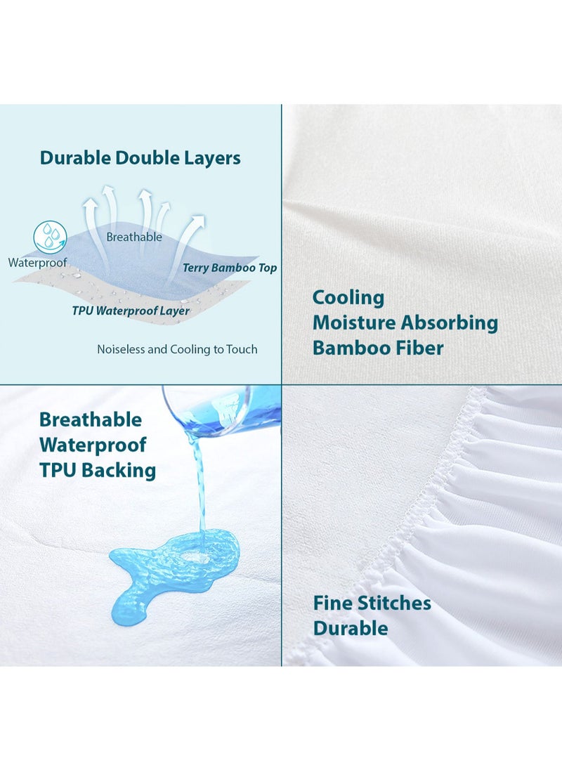 SpireHues - SpireHues Waterproof Bamboo Terry Mattress Protector - Image 1