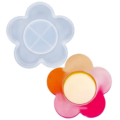 ARTOOL Flower Shape Tea Light Candle Resin Art Mold Mould Decorative DIY Home Décor Candle Holder Silicone Mold Epoxy Resin Candlestick Casting Mould Set of 1 (C41)