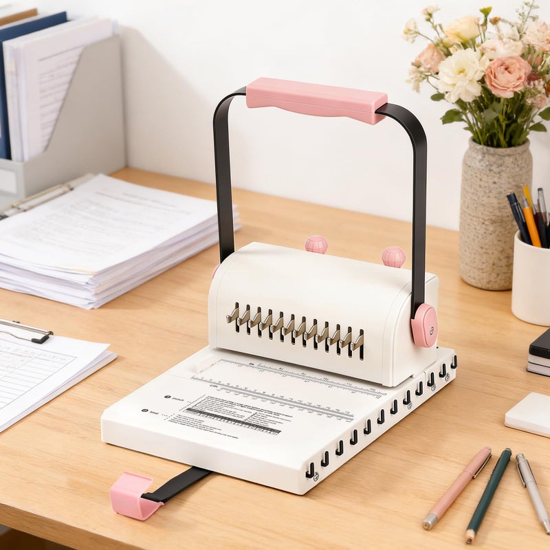 Vabgstu Vagbstu Cinch Book Binding Machine,2:1Spiral Binding Machine with Slide Ruler Compatible with Wire or Spiral Coils,20 Sheet Circular Punch Capacity for DIY Notebooks, Albums, Journals, and Calendars - Image 4