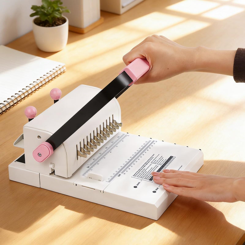 Vabgstu Vagbstu Cinch Book Binding Machine,2:1Spiral Binding Machine with Slide Ruler Compatible with Wire or Spiral Coils,20 Sheet Circular Punch Capacity for DIY Notebooks, Albums, Journals, and Calendars - Image 2