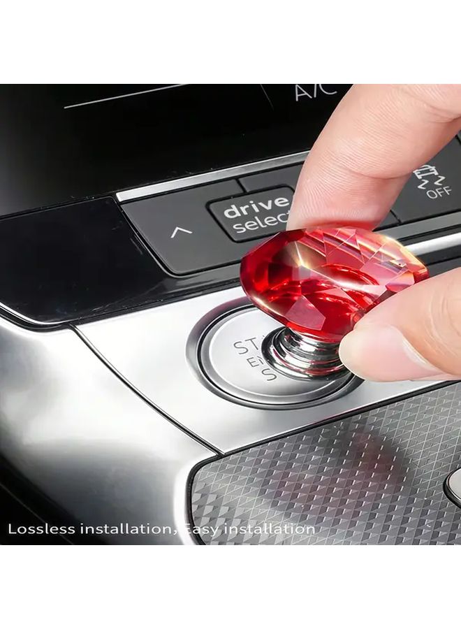 Black Car Ignition Button Cover Red Crystal Start Stop Steering Wheel Shifter Snap Fit No Drilling Interior Upgrade - Image 2