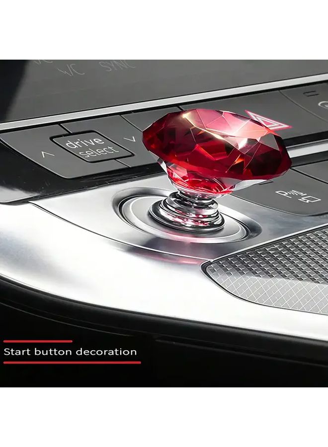 Black Car Ignition Button Cover Red Crystal Start Stop Steering Wheel Shifter Snap Fit No Drilling Interior Upgrade - Image 1