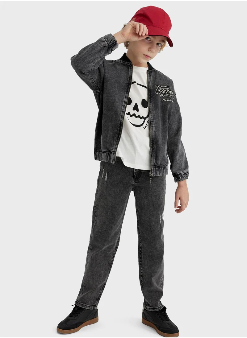 DeFacto Boy College Collar Bomber Jean Jacket