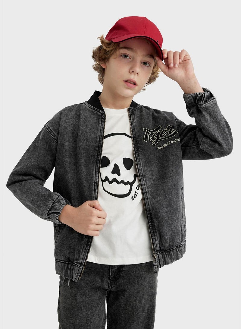 DeFacto Boy College Collar Bomber Jean Jacket  - Image 2
