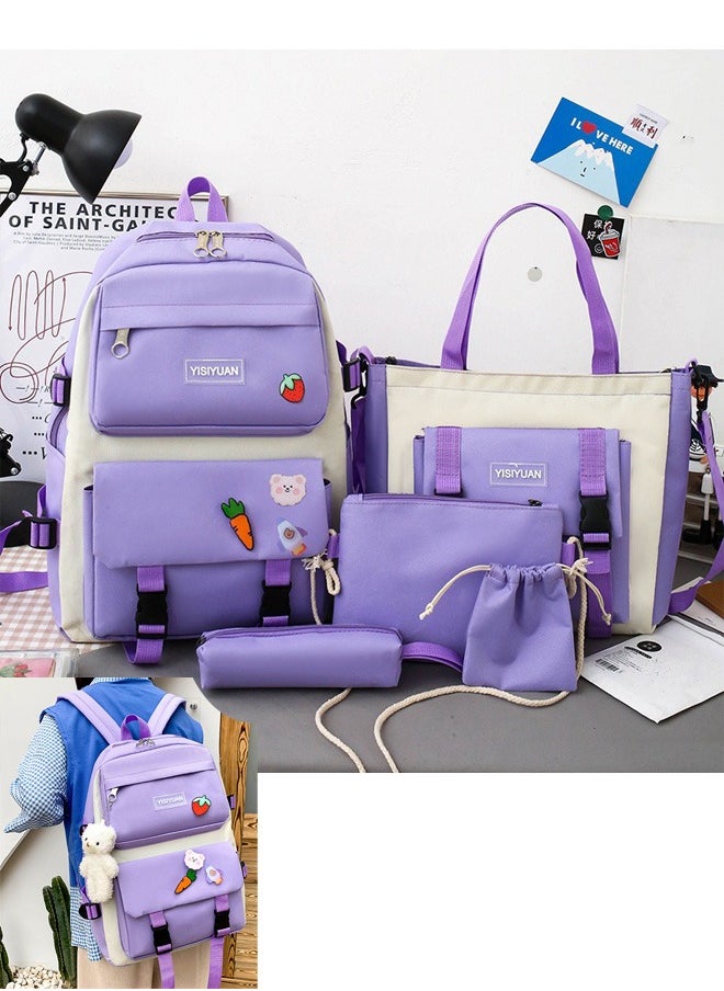 VUCATIN - Kids Backpack set of 5 Toddler Backpack with Tote Bag Pencil Case Handbag Coin Purse School & Travel Backpack for Kids and Adults Shoulder Bags - Image 1