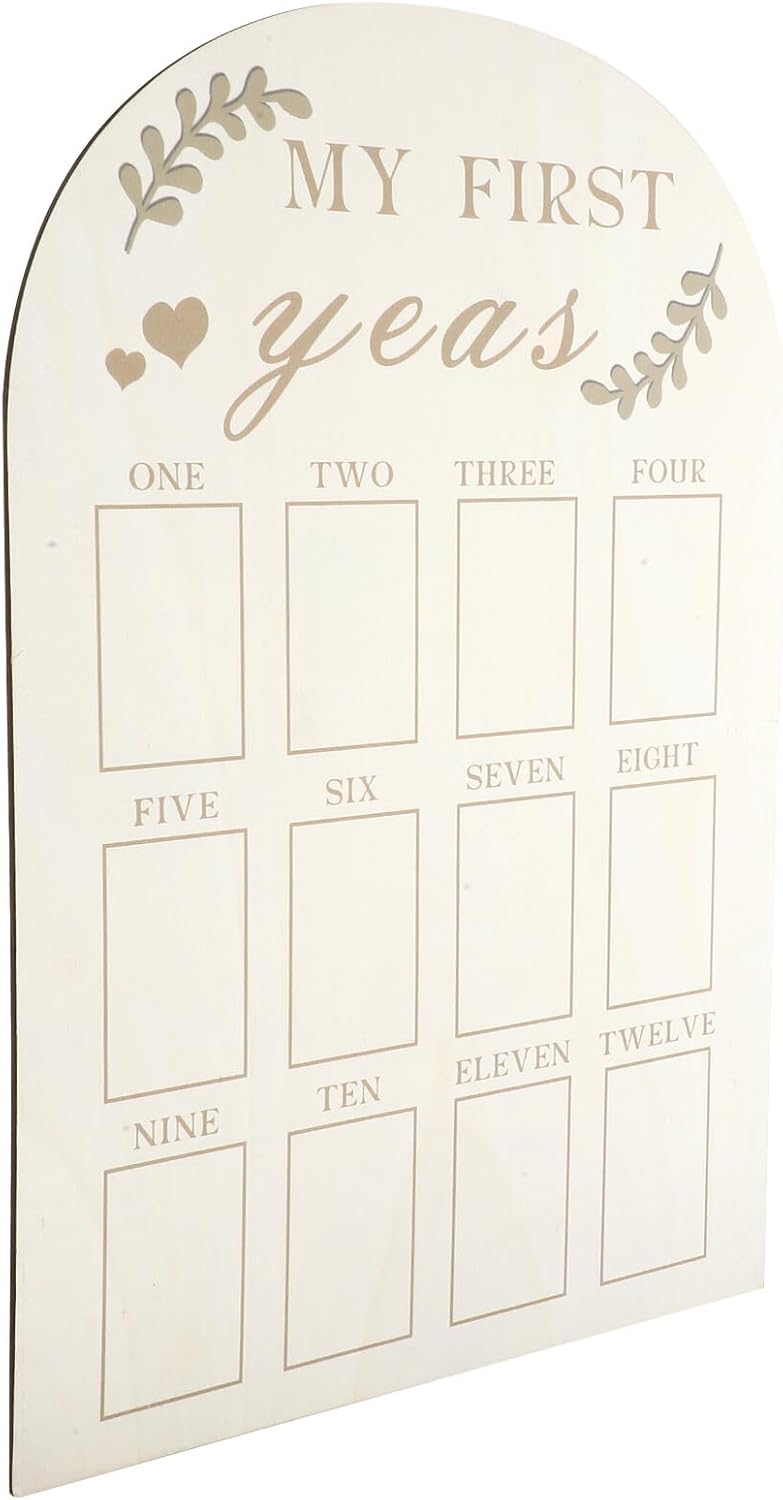 Keepsake Picture Frame Wooden Newborn First Year Milestone Photo Frame Nursery Décor for Growth Memory Display - Image 1