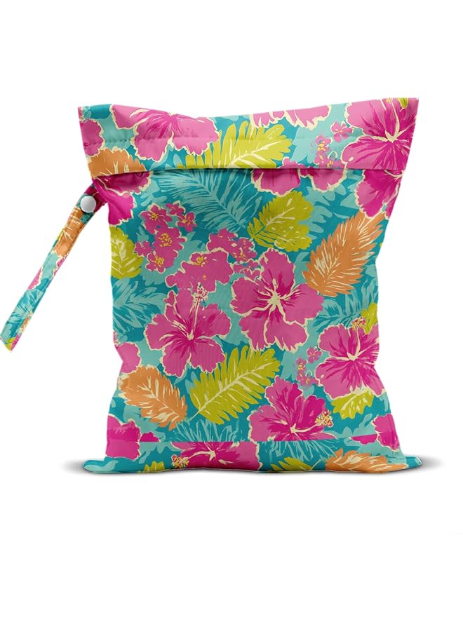 S-TOP Flower Wet Bag, Wet Dry Bags for Swimsuit Beach Travel Pool Bathing Diapers Dirty Yoga Gym Clothes Toiletries, Reusable Palm Leaf Waterproof BagOnly 3 left 11.5611.56 - Image 1
