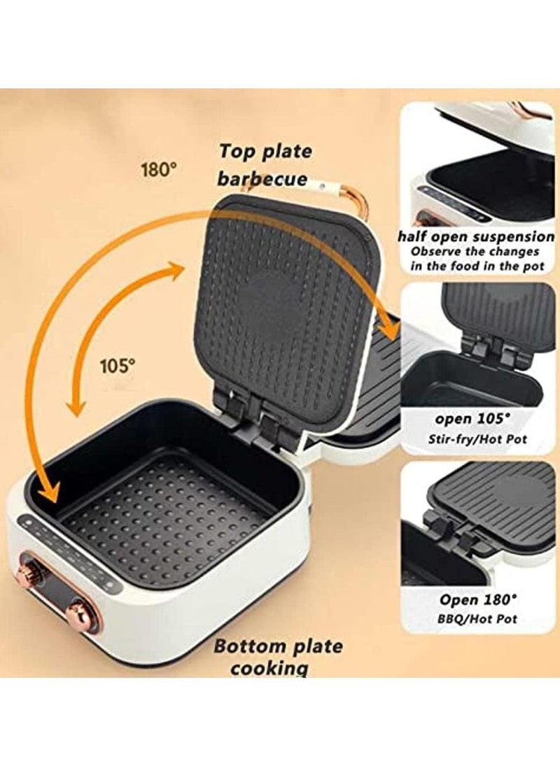 Electric Hot Pot 2 in 1, Multifunctional Cooker with Grill and Hot Pot with Adjustable Temperature Control, Stir Fry, Korean BBQ, Noodles, Grill, Nonstick, Dual Power Control Electric Cooker  - Image 4