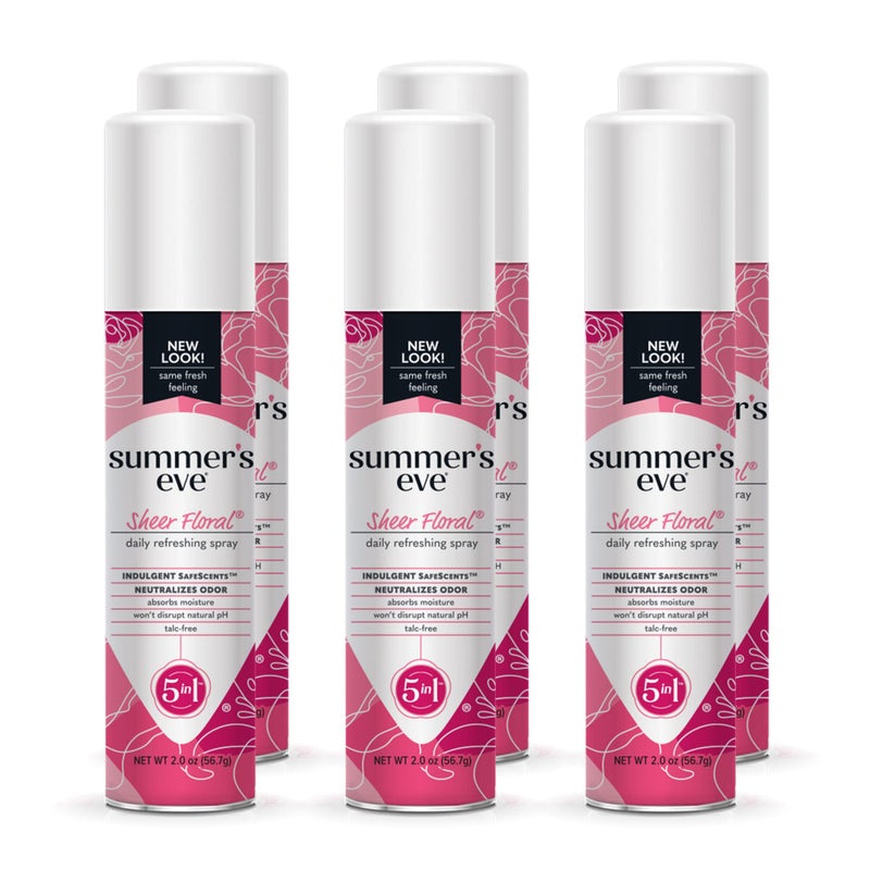 Summer's Eve Freshening Spray | Sheer Floral | 2 oz Size | Pack of 6 | pH Balanced, Dermatologist & Gynecologist Tested - Image 1
