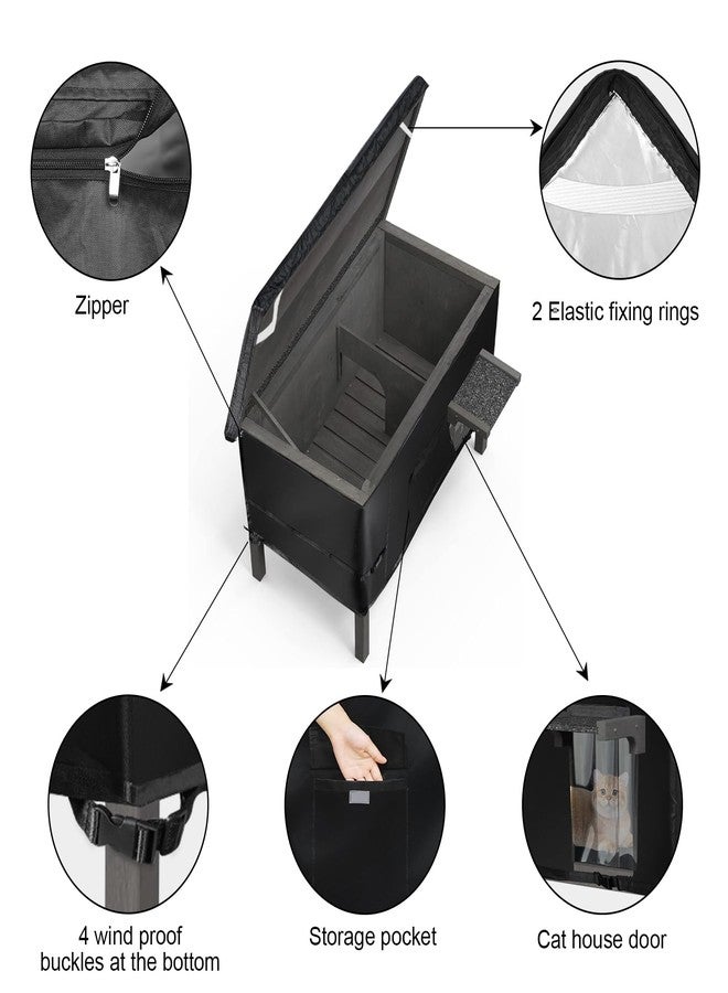 غطاء بيت القطط البرية من سوديوي (غطاء فقط) غطاء بيت القطط الخارجي لفصل الشتاء، غطاء بيت القطط البرية (غطاء فقط) 37 × 23.5 × 20 بوصة - Image 3