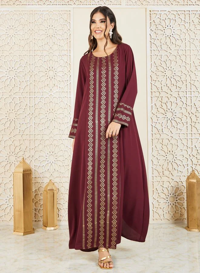 Styli Foil Panel Print Jalabiya