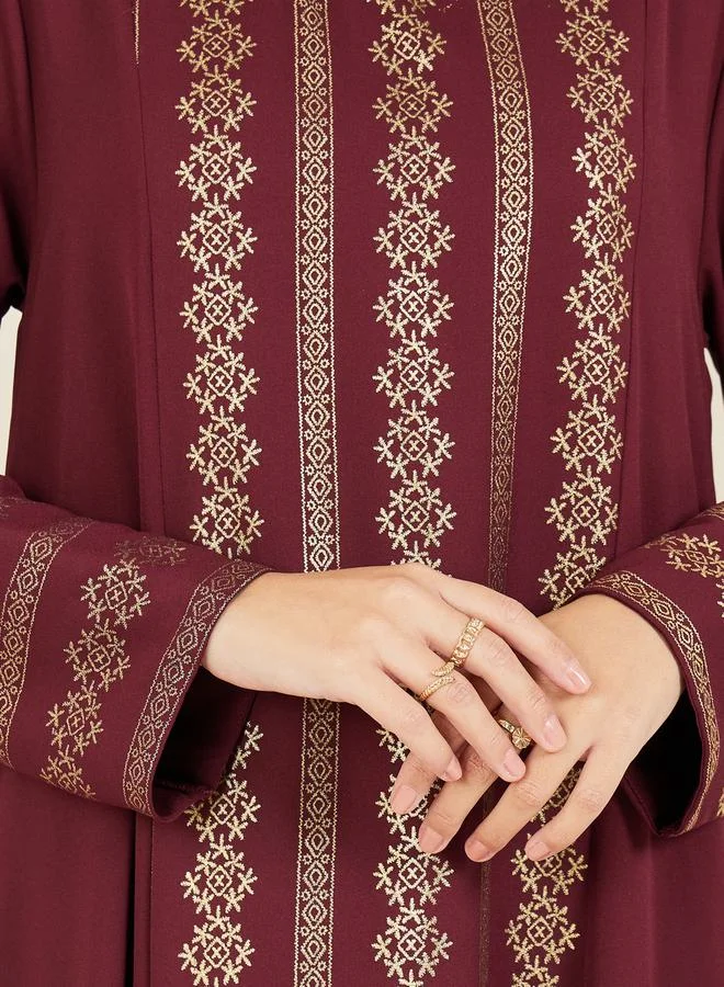 Styli Foil Panel Print Jalabiya