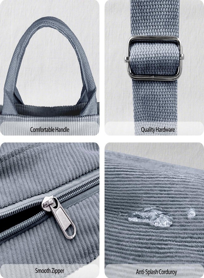 Beurlike Corduroy Tote Bag for Women Large Crossbody Hobo Bags Casual Messenger Shoulder Handbag for Shopping Work（Light Blue - Image 4