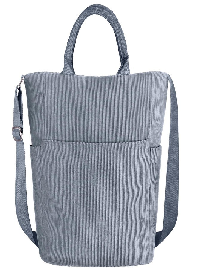 Beurlike Corduroy Tote Bag for Women Large Crossbody Hobo Bags Casual Messenger Shoulder Handbag for Shopping Work（Light Blue - Image 1