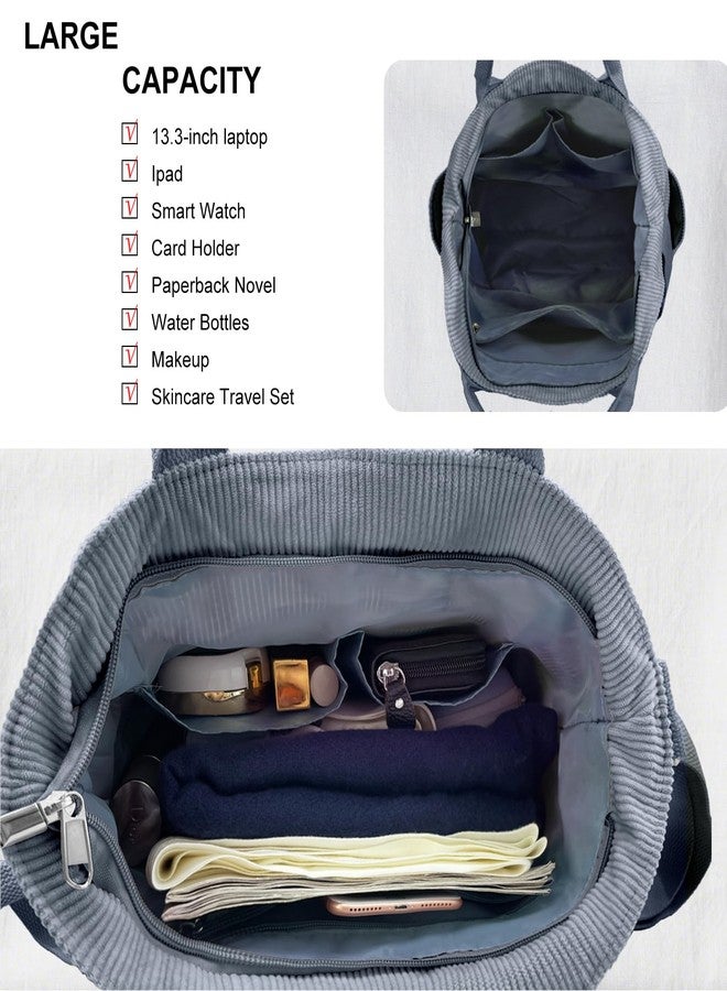 Beurlike Corduroy Tote Bag for Women Large Crossbody Hobo Bags Casual Messenger Shoulder Handbag for Shopping Work（Light Blue - Image 5