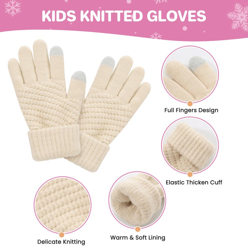 Clothclose 3 Pcs Kids Winter Beanie Hat Gloves Scarf Set, Thick Knitted Warm Toddler Winter Hat Mittens Neck Warmer for Boys Girls - Image 4