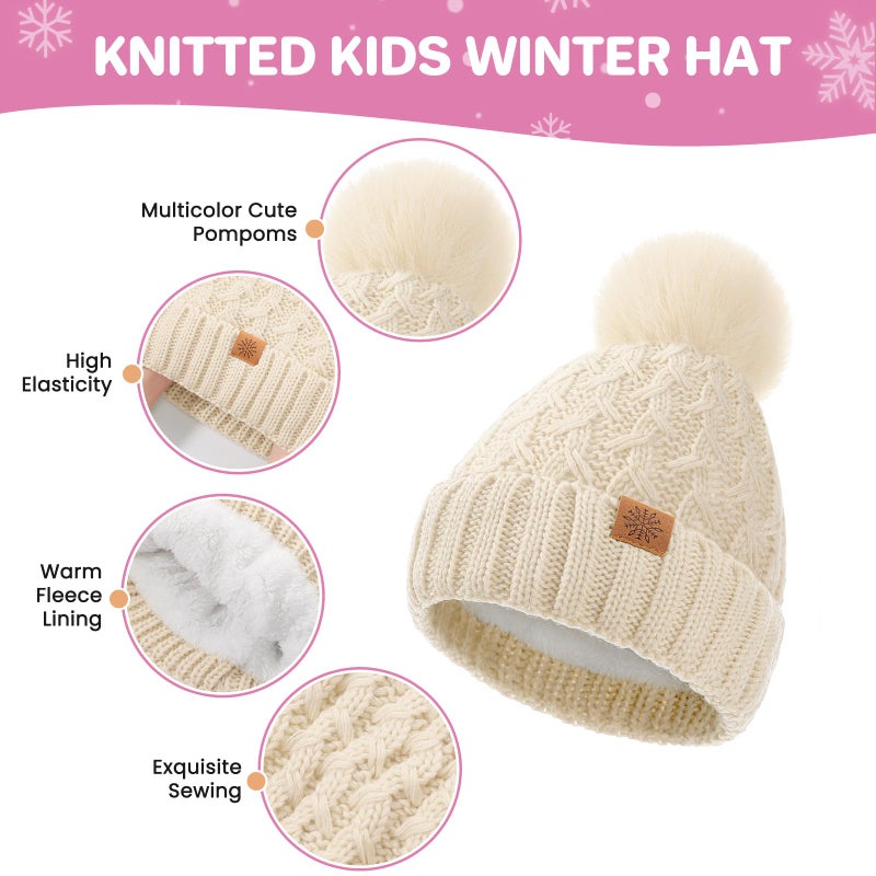 Clothclose 3 Pcs Kids Winter Beanie Hat Gloves Scarf Set, Thick Knitted Warm Toddler Winter Hat Mittens Neck Warmer for Boys Girls - Image 3