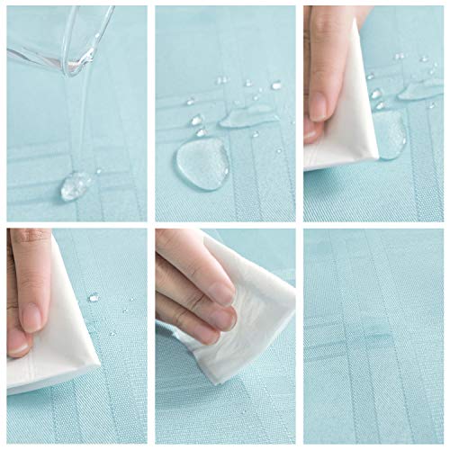 JUCFHY Soild Plaid Jacquard Table Cloth Elegance Wrinkle Resistant Contemporary Woven Decorative Tablecloths, Spillproof Soil Resistant Table Cover for Dining/Party/Wedding/Holiday,52 X 70,Turquoise - Image 3