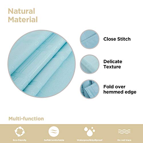 JUCFHY Soild Plaid Jacquard Table Cloth Elegance Wrinkle Resistant Contemporary Woven Decorative Tablecloths, Spillproof Soil Resistant Table Cover for Dining/Party/Wedding/Holiday,52 X 70,Turquoise - Image 2