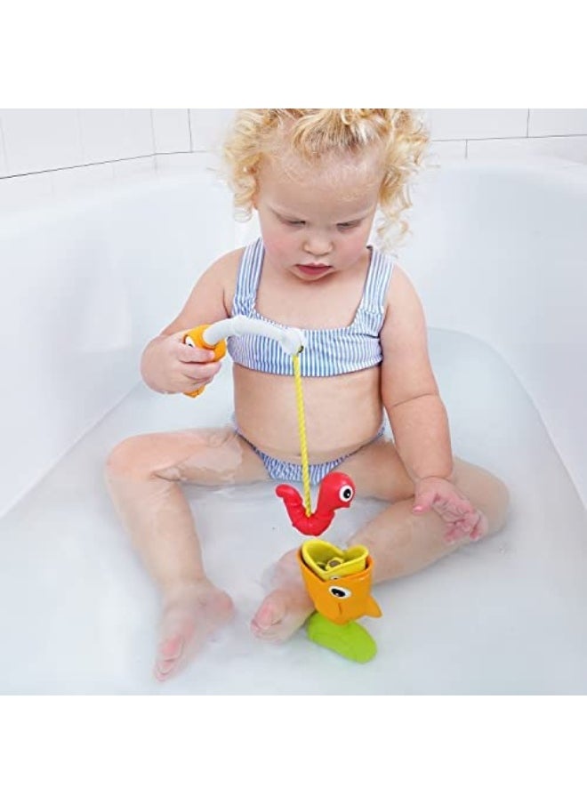 Yookidoo Yookidoo Toddler Baby Bath Magnetic Fishing Game Toy with Water Effects (Ages 2+) Includes 3 Moving Fish, Worm & Fishing Pole (4pc) Floating Fish Playset for Bath Time or Pool (Mold Free)  - Image 3