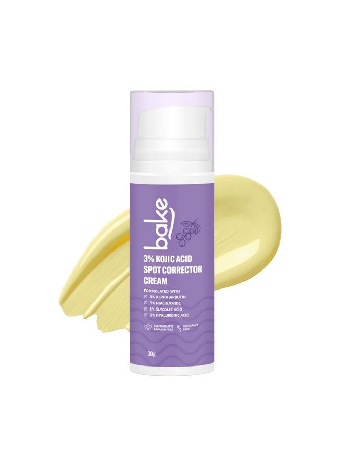 BAKE 3% Kojic Acid Spot Corrector Cream with Alpha Arbutin for Pigmentation, Dark Spots, Under Eye Circles & Even Skin Tone - 30g - Image 1