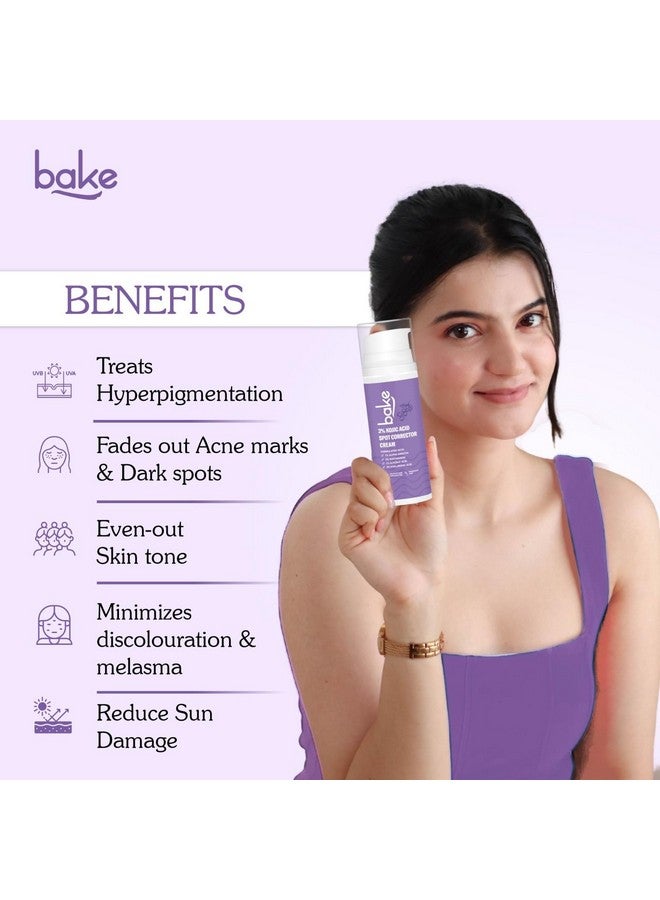 BAKE 3% Kojic Acid Spot Corrector Cream with Alpha Arbutin for Pigmentation, Dark Spots, Under Eye Circles & Even Skin Tone - 30g - Image 2