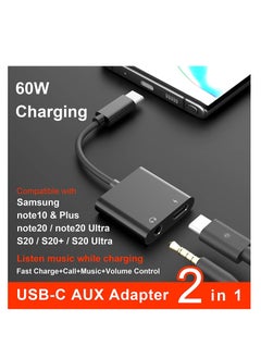 ELTRAZONE USB C to 3.5mm Headphone Adapter,60W Fast Charge,Type C Audio Jack Earphone Aux Converter,Work for iPad Pro/Air 4,Samsung Galaxy S21/S20/FE 5G/+/Ultra/ Note 20/10/Plus,Google Pixel 4/3/2 XL  - Image 2