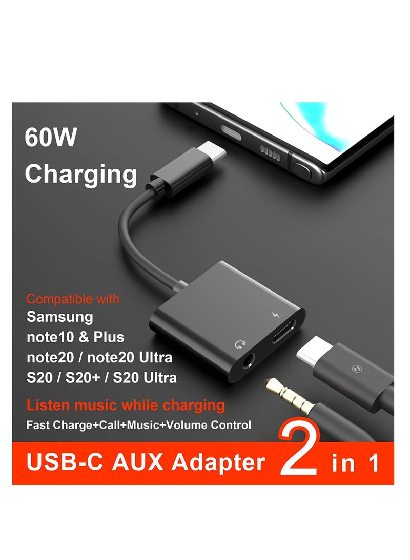 ELTRAZONE USB C to 3.5mm Headphone Adapter,60W Fast Charge,Type C Audio Jack Earphone Aux Converter,Work for iPad Pro/Air 4,Samsung Galaxy S21/S20/FE 5G/+/Ultra/ Note 20/10/Plus,Google Pixel 4/3/2 XL - Image 2