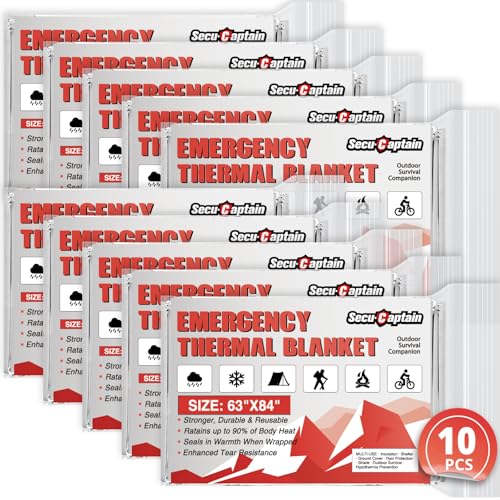 SecuCaptain Survival Emergency Thermal Blankets: 4/10/25/30/50/75/100 PCS Extra Large 84” x63” Space Mylar Blanket Kit for Outdoor Cold Winter Camping Hiking Car Bug Out Bag or First Aid - Image 1
