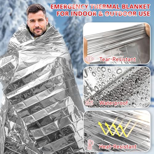SecuCaptain Survival Emergency Thermal Blankets: 4/10/25/30/50/75/100 PCS Extra Large 84” x63” Space Mylar Blanket Kit for Outdoor Cold Winter Camping Hiking Car Bug Out Bag or First Aid - Image 5