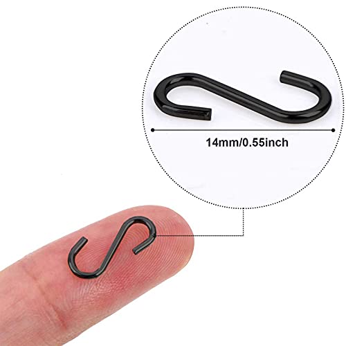 Shappy 200 Pieces 0.55 Inch Mini S Hooks Connectors Metal S Shaped Hooks Wire Hanging Hangers with Storage Box for DIY Crafts Hanging Jewelry Key Chain Tags (Black) - Image 3