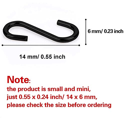 Shappy 200 Pieces 0.55 Inch Mini S Hooks Connectors Metal S Shaped Hooks Wire Hanging Hangers with Storage Box for DIY Crafts Hanging Jewelry Key Chain Tags (Black) - Image 2