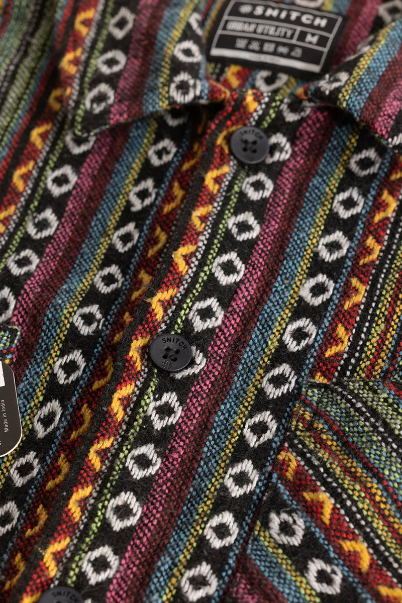 SNITCH Multicolour Geometric Long Sleeve Relaxed Streetwear Overshirt