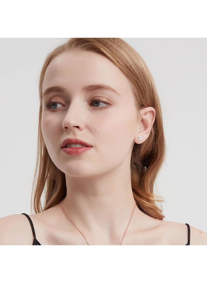 AILife 5 Pairs Stud Earrings for Women Disco Ball Crystal Earrings Set Hypoallergenic Sparkly Cubic Zirconia Silver Ball Earring Studs - 5 Sizes, Stainless Steel, Cubic Zirconia - Image 4