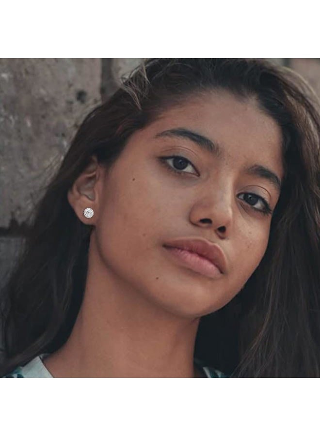 AILife 5 Pairs Stud Earrings for Women Disco Ball Crystal Earrings Set Hypoallergenic Sparkly Cubic Zirconia Silver Ball Earring Studs - 5 Sizes, Stainless Steel, Cubic Zirconia - Image 5