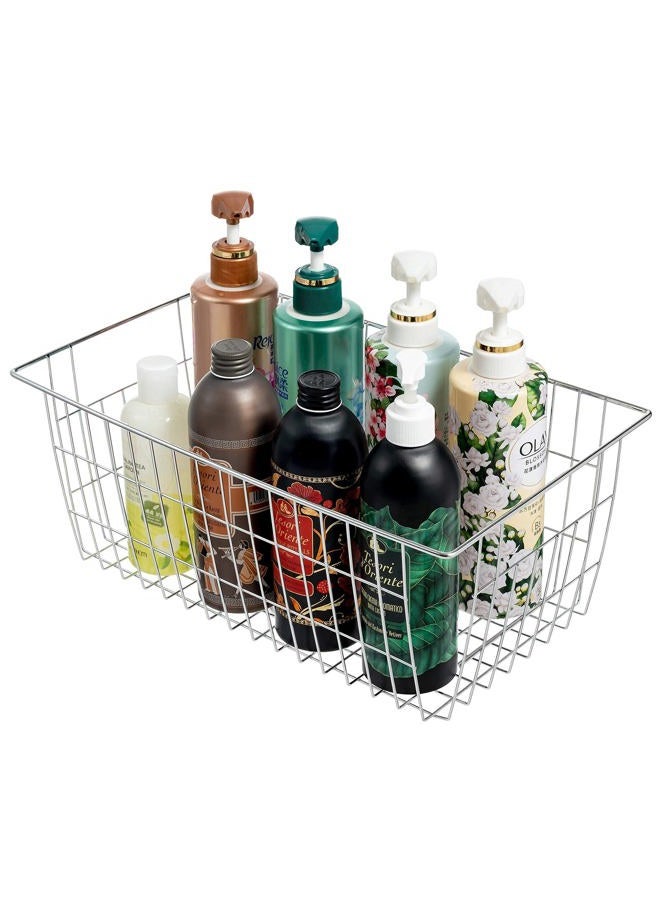 Slideep Farmhouse Wire Organizer Storage Bin Basket with Handles, Food Storage for Kitchen Cabinets, Pantry, Closet, Bedroom, Bathroom, Office 3 Pack - Image 4
