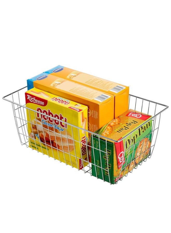 Slideep Farmhouse Wire Organizer Storage Bin Basket with Handles, Food Storage for Kitchen Cabinets, Pantry, Closet, Bedroom, Bathroom, Office 3 Pack - Image 5