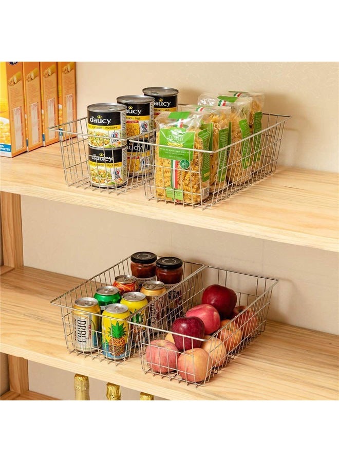 Slideep Farmhouse Wire Organizer Storage Bin Basket with Handles, Food Storage for Kitchen Cabinets, Pantry, Closet, Bedroom, Bathroom, Office 3 Pack - Image 2