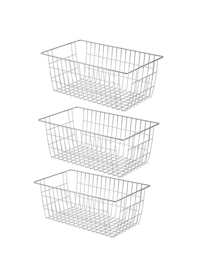 Slideep Farmhouse Wire Organizer Storage Bin Basket with Handles, Food Storage for Kitchen Cabinets, Pantry, Closet, Bedroom, Bathroom, Office 3 Pack - Image 1