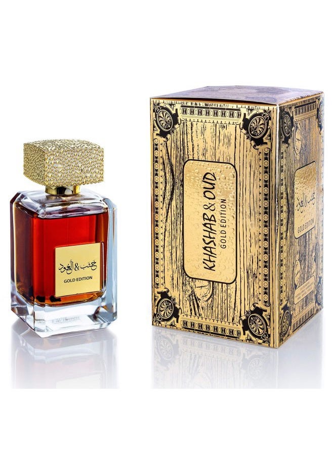 ARABIYAT Khashab & Oud Eau de Parfum – 100ml Arabic Spray for Men and Women, Luxury Gold Edition - Image 1
