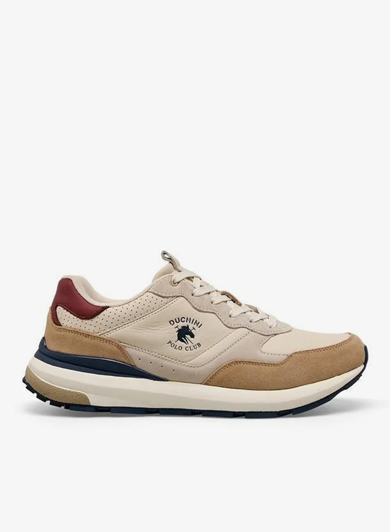 Duchini BEIGE Men Logo Print Lace-Up Ankle Sneakers for Men | Best Price UAE