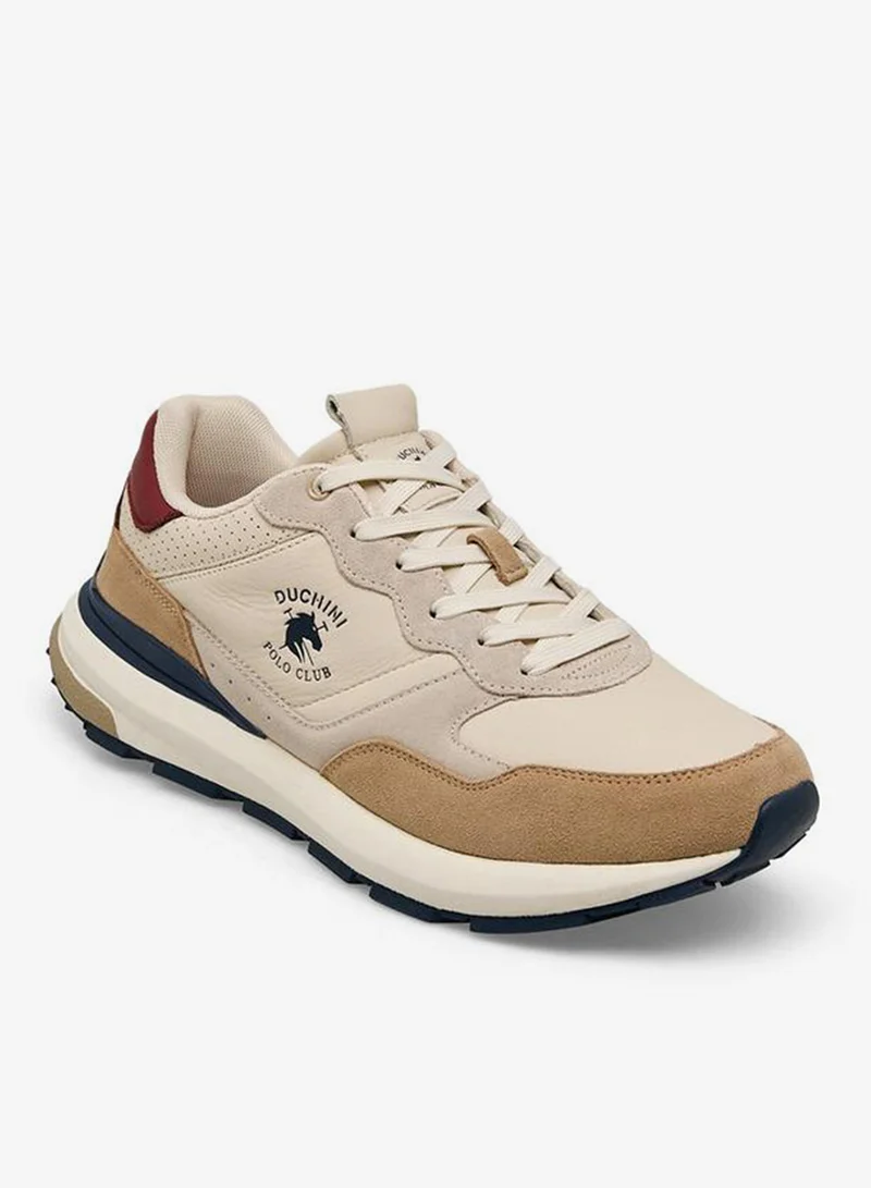 Duchini BEIGE Men Logo Print Lace-Up Ankle Sneakers for Men | Best Price UAE
