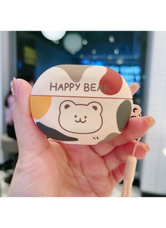 For HuaweiFreebuds Pro3/2 Cartoon Animation Se3/4i/5i/Pro Bluetooth Earphone Case Protective Cover-Color:Frosted Earphone CaseHappy Bear Off-whiteWith Lanyard-Model:For HuaweiFreebuds 4/4e (protective Case)