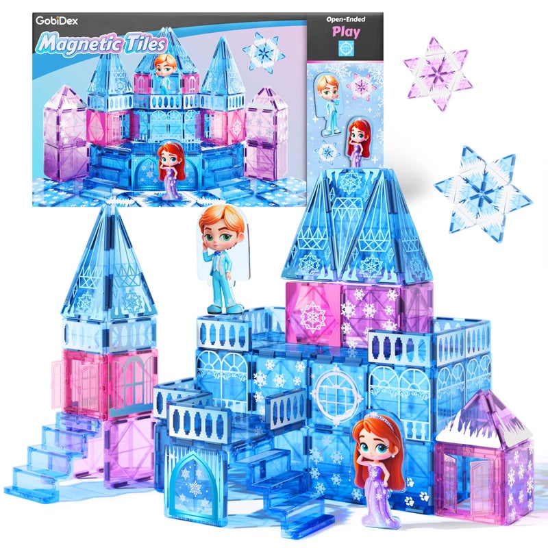 GobiDex Magnetic Building Blocks Princess Castle with 2 Dolls Stairs STEM Magnetic Tiles Building Toys for Kids Ages 35 48 Magnets Sensory Toddler Toys Birthday Gifts for 3 Year Old Girls Boys - Image 2