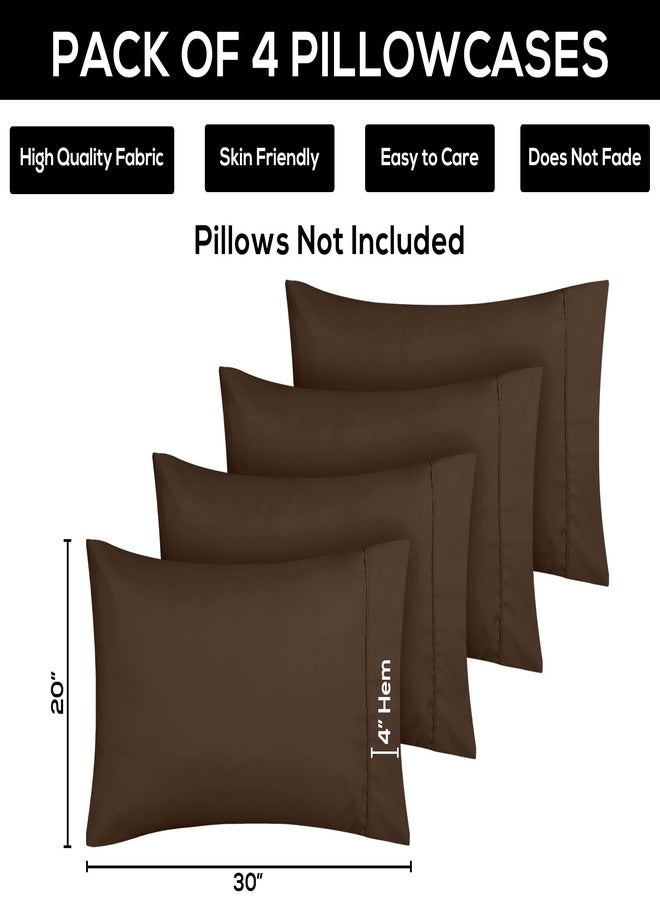 Utopia Bedding Standard Pillow Cases - 4 Pack - Envelope Closure - Soft Brushed Microfiber Fabric - Shrinkage and Fade Resistant Pillow Covers Standard Size 20 X 26 Inches (Standard, Brown) - Image 3